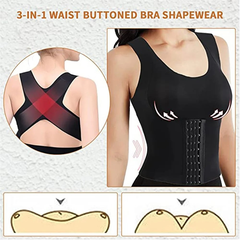 3-in-1 Shaping Vest with Back Support And Built-In Bra